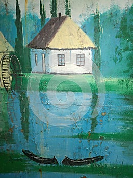 Rural house by the pond