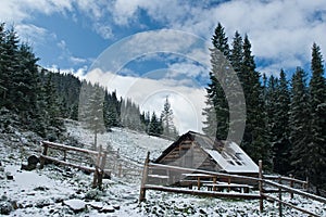 Rural hutch in the mountains