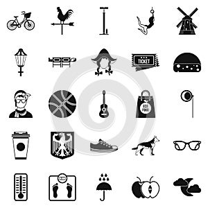 Rural icons set, simple style