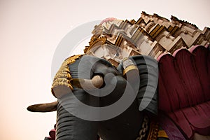 Rural India, traditional Hindu temple architecture in Maharashtra