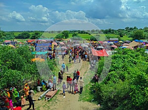 Rural Indian Village Fair, People Gathered To Celebrate Annual Fair At Nag Devta Temple In Gujarat ,