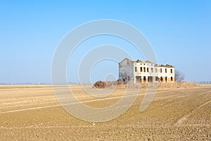 Rural Italian landscape from Po river lagoon.