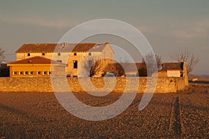 Buildings and rural landscape in the village of Bello. photo