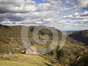 Rural landscape with clouds