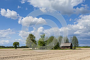 Rural landscape with cottage.