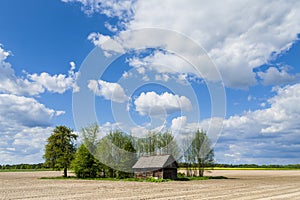 Rural landscape with cottage.