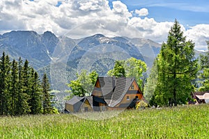 Rural landscape, country house in the foothills of Tatra mountains, Zakopane