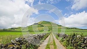 Rural landscape with country road, Azores, Portugal time lapse video