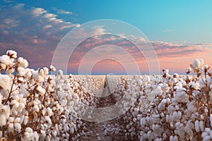 Rural landscape with farmer\'s cotton field