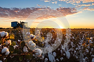 Rural landscape with farmer\'s cotton field