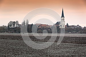 Rural landscape at a frosty morning, Pfalz, Jockgrim, Germany