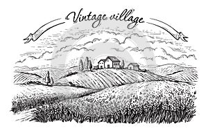 Rural landscape in graphical style