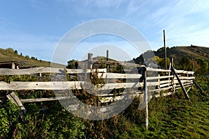 Rural landscape in the mountains of the Altai Territory. Western Siberia. Russia