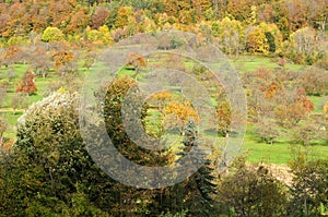 Rural landscape in october in swabian alb