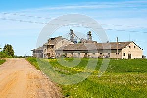 Rural landscape with old farm buildings