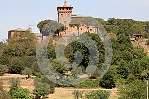 Rural landscape with old tower, Tuscany, Italy