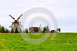 Rural landscape with an old windmill
