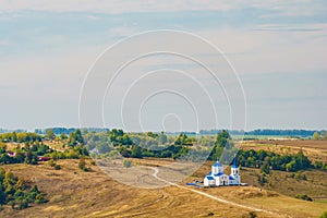 Rural landscape with orthodox church