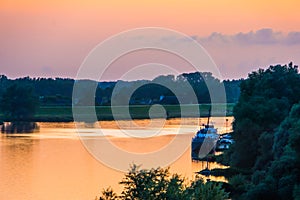 Rural landscape scenery during sunset in apeldoorn, popular city in the Netherlands