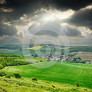 Rural landscape with small village