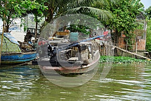 rural landscape at song hau river in vietnam