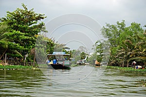 Rural landscape at song hau river in vietnam