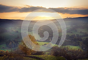 Rural landscape at the sunset