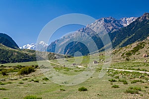 Rural landscape in Tien Shan mountains