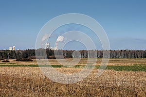 rural landscape with a view of the cement factory