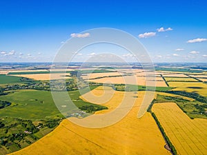 Rural landscape with village and cereal fields