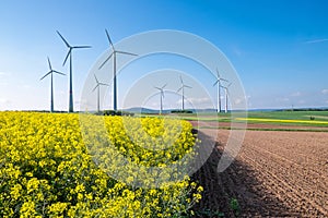 Rural landscape with windwheels