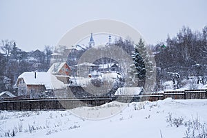 rural lodges in Zaraysk in snowfall