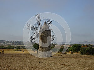 Rural mediterranean windmill on Mallorca, Ballears