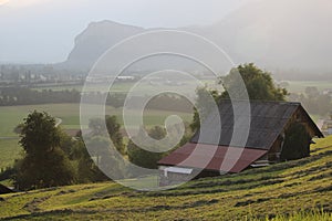 Rural morning scene in Wangs, St Gallen