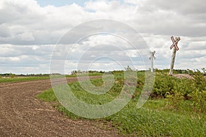 Rural railway crossing signs