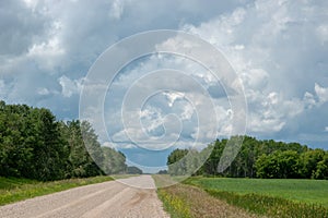 Rural Range Road and Farm Land, Saskatchewan, Canada. photo