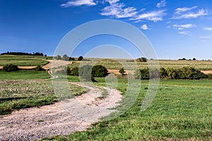 Rural road on Beautiful spring rural landscape