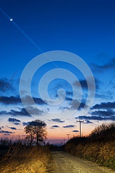 Rural road at dusk