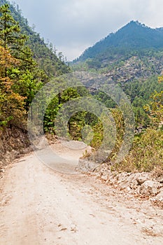 Rural road in Lempira department, Hondur