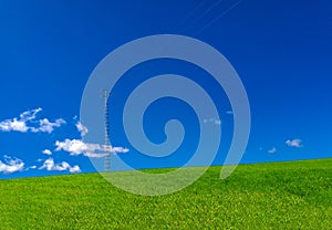 Rural road in middle of a green grass field in Andalusia