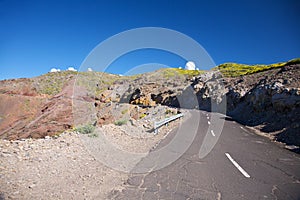 Rural road and observatories at La Palma
