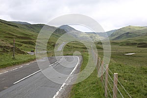 Rural road in the Scottish Highlands, Great Britain