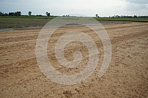 Rural roads in the countryside are surrounded by fields