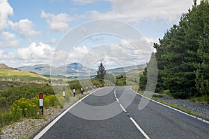 Rural roadtrip views of Skye island highlands