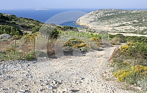 Rural rocky road in Koufonissi island