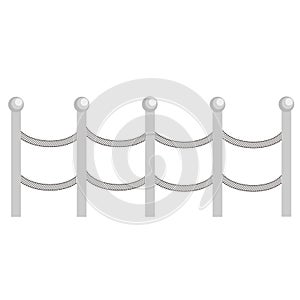 Rural rope metal fences, pickets vector. Brown silhouettes fence for garden illustration