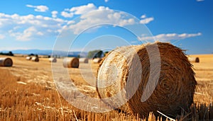 Rural scene agriculture, nature, farm, summer, meadow, wheat, grass generated by AI