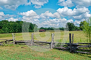 Rural scene with rustic fence