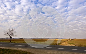 Rural scenery in Moldavia, Romania, along the national road E85