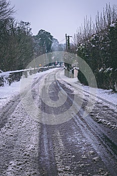 Rural setting in the village of Carrignavar after Storm Emma, also known as the Beast from the East which hit Ireland.